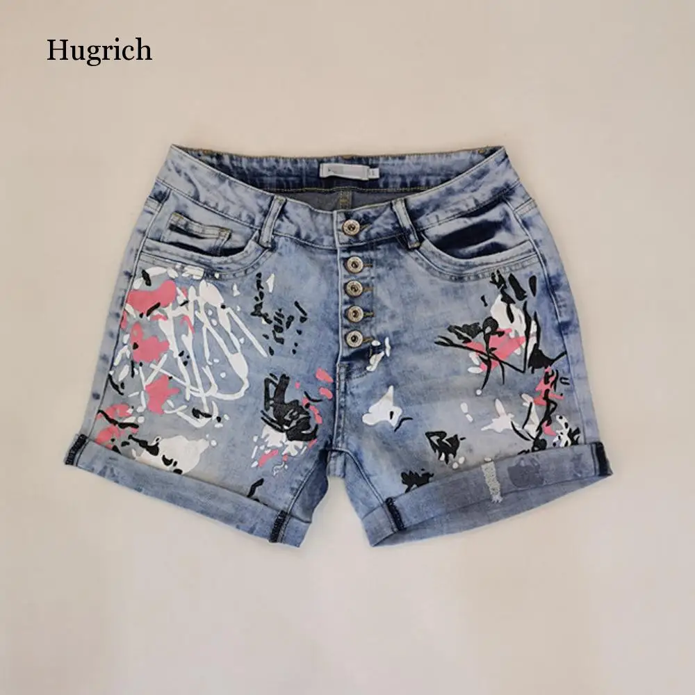 

2021 Women Jeans Shorts New Summer Casual Spliced Denim Shorts Women Printed Sexy Short Plus Size 5XL Streetwear Jeans Shorts