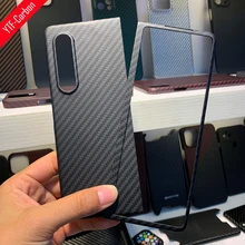 YTF-carbon Real Carbon fiber Case For Samsung Galaxy Z Fold 3 case, Aramid fiber Slim design Z Fold3 5G Anti-fall Phone shell