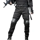 Брюки мужские камуфляжные в стиле милитари, тактические тренировочные штаны в стиле милитари для страйкбола, пейнтбола, с наколенниками, повседневные брюки-карго