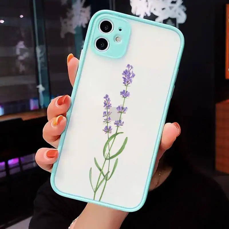 

Simple Lavender Purple Flowers Phone Case matte transparent For iphone 7 8 11 12 plus mini x xs xr pro max cover