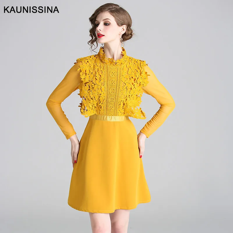 KAUNISSINA кружевные коктейльные платья с длинным рукавом элегантное платье для