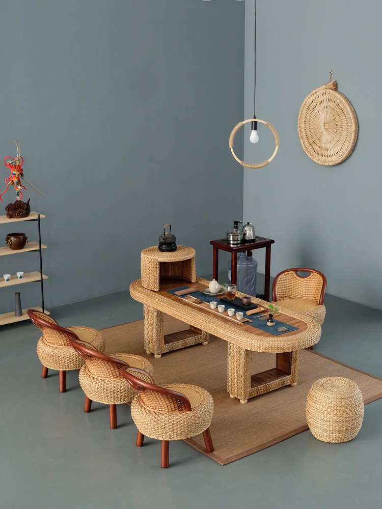 Маленький кофейный столик для балкона чайный и стул в стиле кунг фу простой