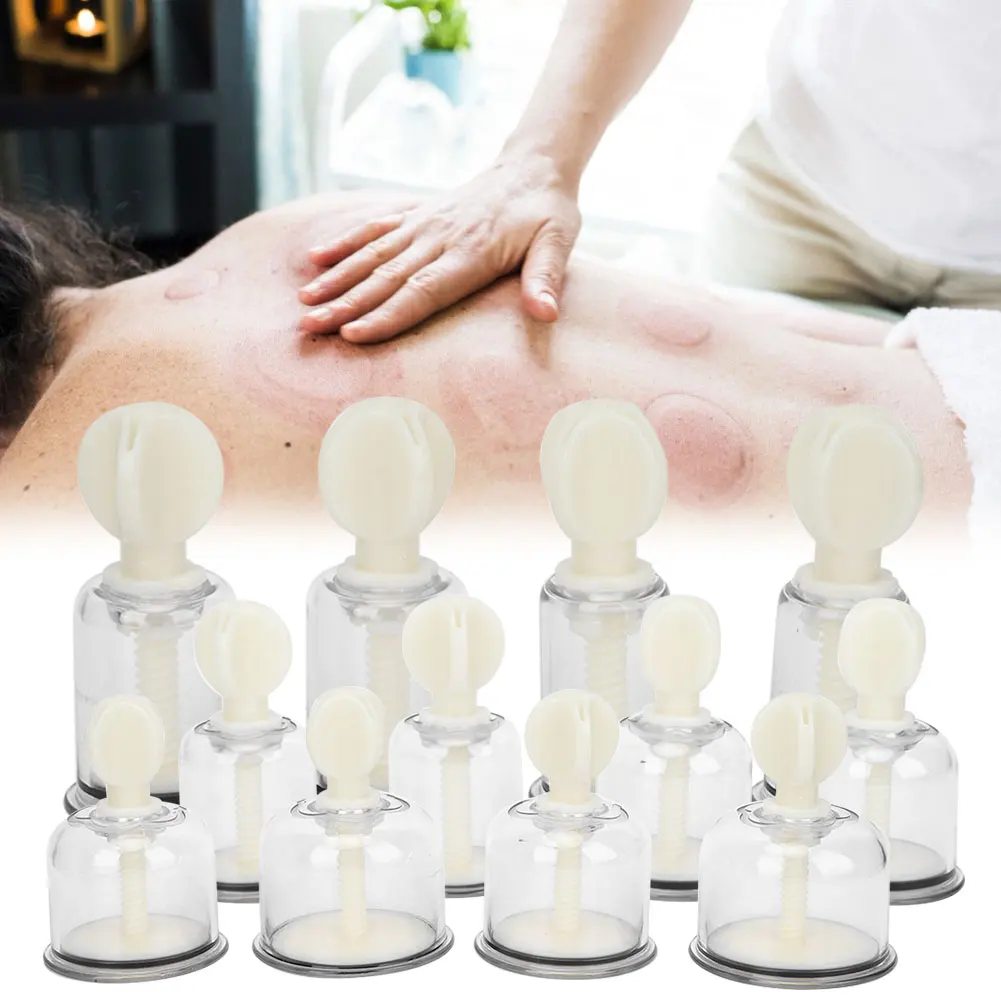 

12pcs Hand Twisting Rotational Acupunture Vacuum Cupping Set Massage Moisture Absorber Anti Cellulite Body Massage Cupping Cup