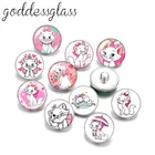 Disney милая кошечка Мари, 10 шт. круглый фото стекло 18 мм кнопки для 18 мм Оснастки браслеты ювелирные изделия