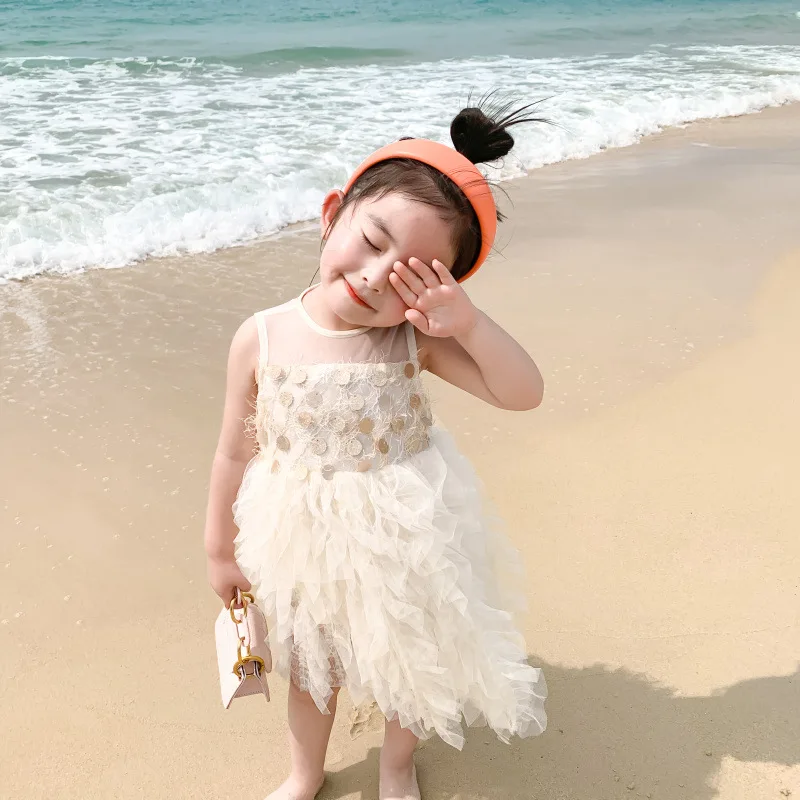 Summer Girls Bridesmaid Dress Sequined Baby Toddler Kids Fashion Party Lace Sleeveless Wedding Princess Dresses Ball Gown 1-5Y | Детская