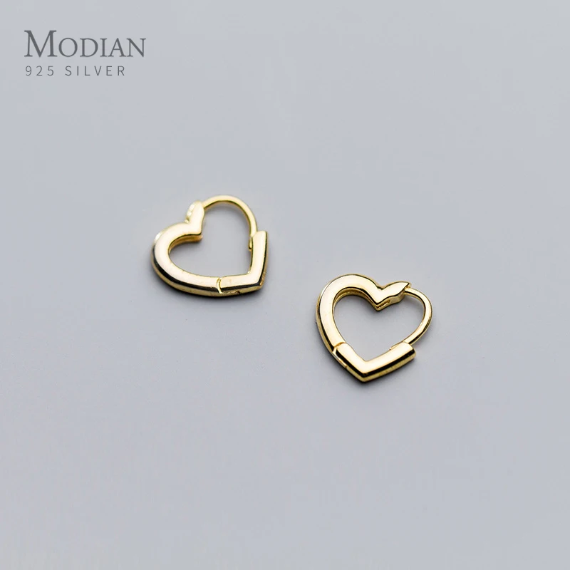 

Modian Noble Love Hearts Hoop Earring for Women Genuine 925 Sterling Silver Graceful Earring OL Style Fine Jewelry Accessories