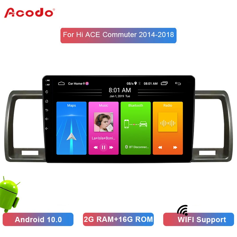 

Автомобильный радиоприемник ACODO 2 + 16G Android 10,0, мультимедийный плеер для Toyota Hi-ace 2014-2018, навигация GPS, 2 din