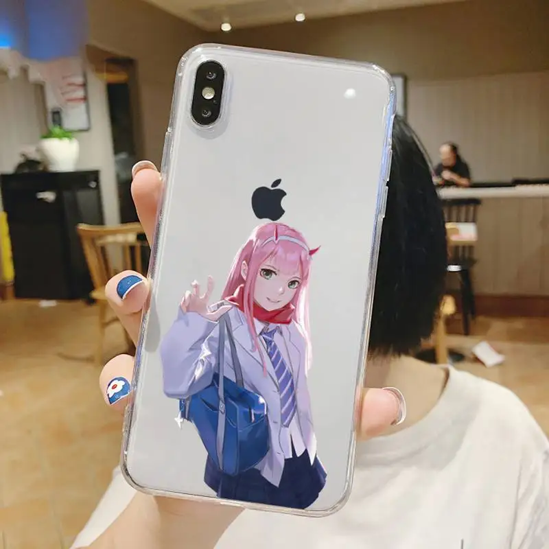

zero two daring sexy girl cute Phone Case Transparent soft For iphone 5 6 7 8 11 12 s c se plus mini x xs xr pro max shell