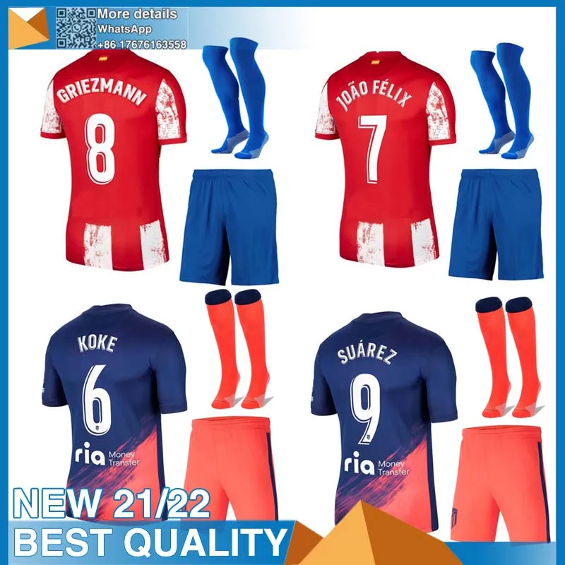 

2021 Child Set 21 22 Atletico MadridES SUAREZ CORREA DIEGO COSTA New kids kit Shirt JOAO FELIX LEMAR VITOLO LODI LEMAR