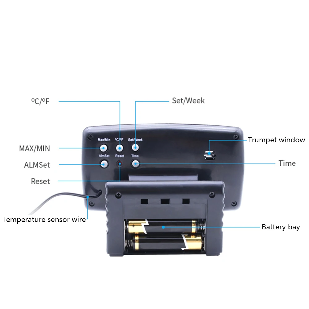 1 шт. автоматический внутренний и наружный термометр с двумя датчиками ЖК Синяя