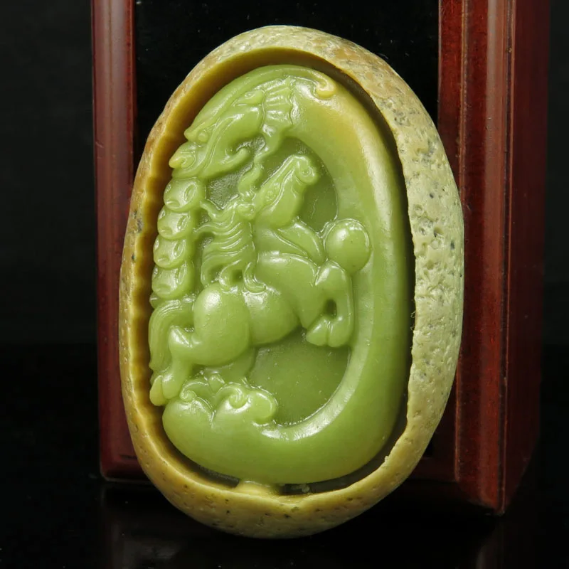 Ожерелье с подвеской из натурального нефрита ручной работы блестящий нефрит