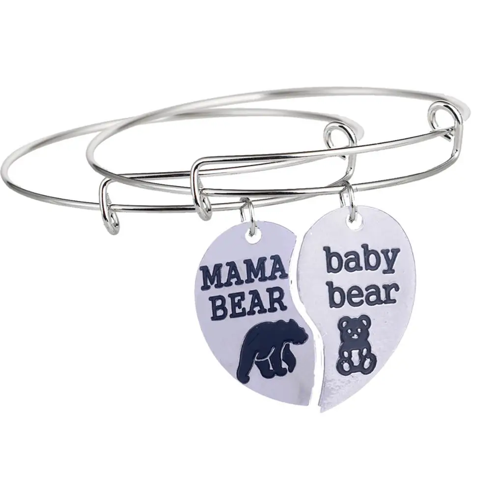 12 шт. разбитое сердце любовь мама медведь ребенок Подвеска Медведь браслеты с