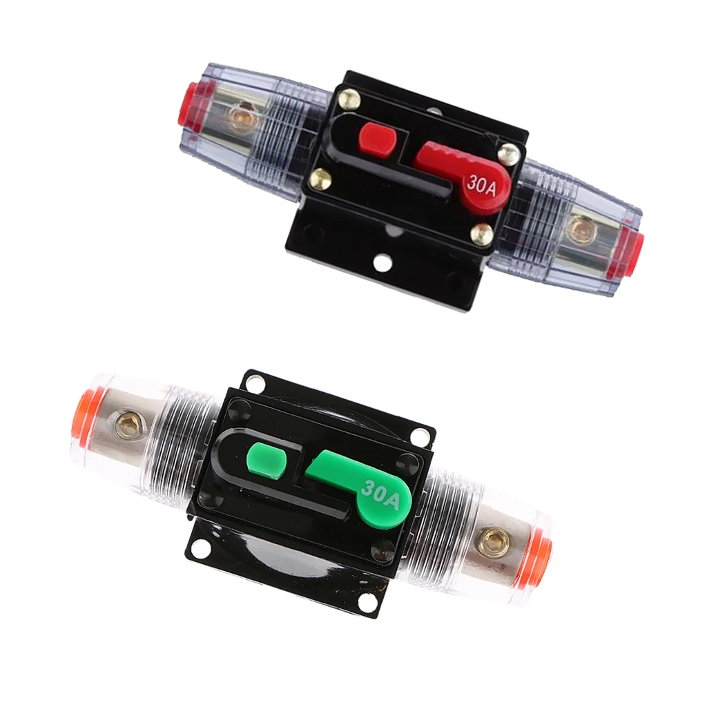 

2pcs 30A Car Audio Inline Circuit Breaker Fuse Holder Manual Reset Switch