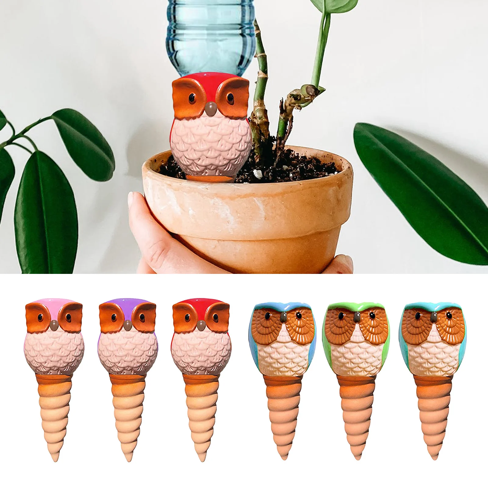 

Watering Stakes Owl Spikes Automatic Waterers for Vacations 6 Pcs