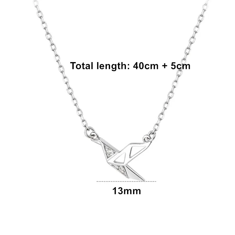 

Paper Cranes Pendant Necklaces For Women Trend Short Clavicle Chain 925 Sterling Silver Party Gifts Girls Jewelry SAN204