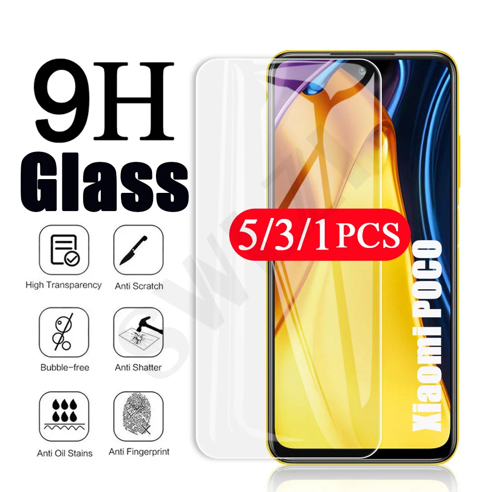 5-1 шт. Защитное стекло для Xiaomi POCO X3 pro M3 M2 F3 GT F2 redmi note 8 2021 9 10 Max 9T 9s 10s
