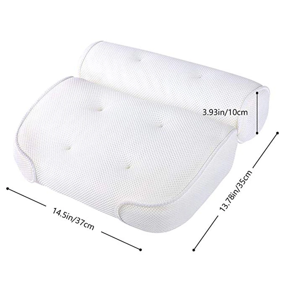 spa bath pillow bathtub pillow with suction cups neck back support thickened bath pillow for home spa tub bathroom accessories free global shipping