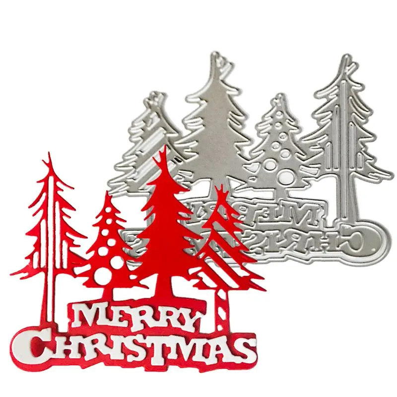 Задний фон с веселой рождественской елкой металлический Трафаретный вырубной
