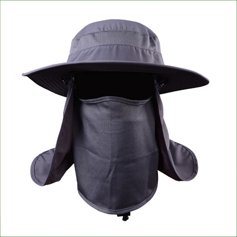 

FSC06 Round Edges Caps Camping Bucket Hat Wide Brim Fishing Cap with Neck Flap Shield Sunshade Protection Sun Hats