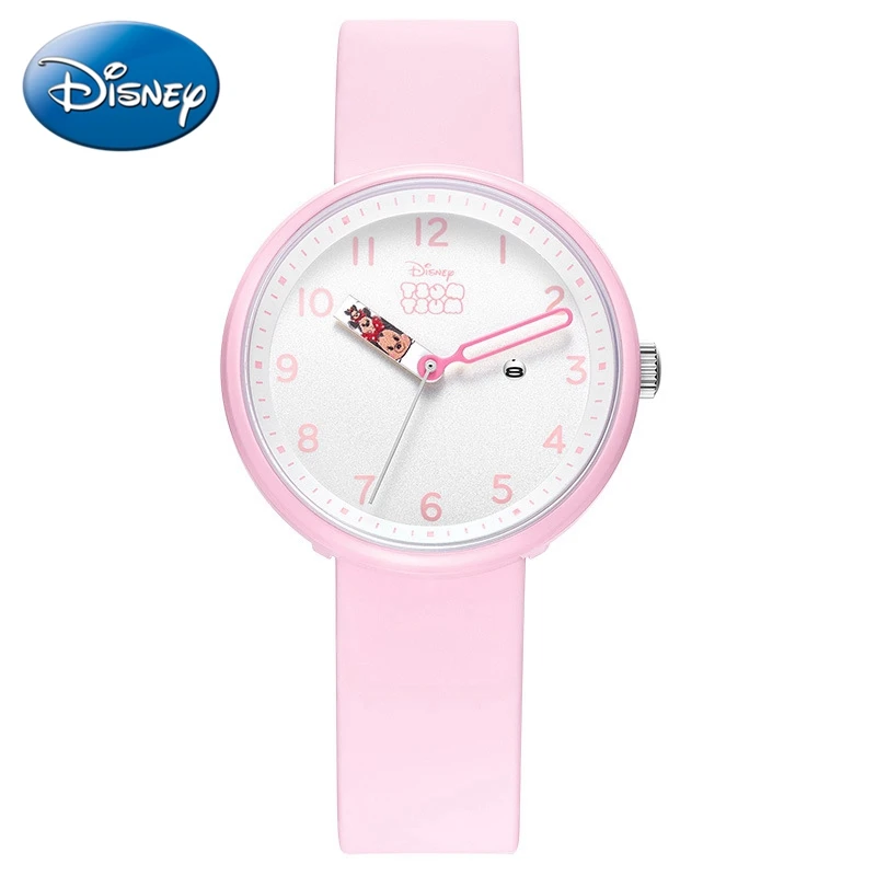 Original Disney Tsum Girl Cartoon Clock Child Calendar Wristwatch Teen Silicone Band Watch Young Lady Hour Kid Gift Student Time fashion lady leaher strap watch female stainless steel band clock woman luxury crystal hour pink girl gift luminous time kid top