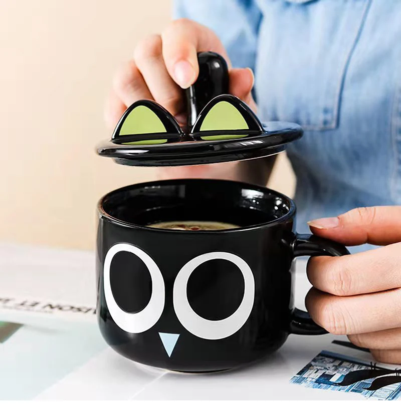 

350ml cartoon black cat mug coffee cup ceramic mug office home tea cup coffee couple personality mug holiday gift for friends