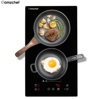 amzchef fs irc119 electric stovetop timer function built in dual induction cooktop with 10 power levels3300wchild lock