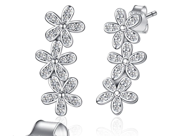 Jewelrypalace 925 стерлингов Серебряные серьги гвоздики элегантный Для женщин кубический цирконий, ювелирные Ослепительная Дейзи модные подарки
