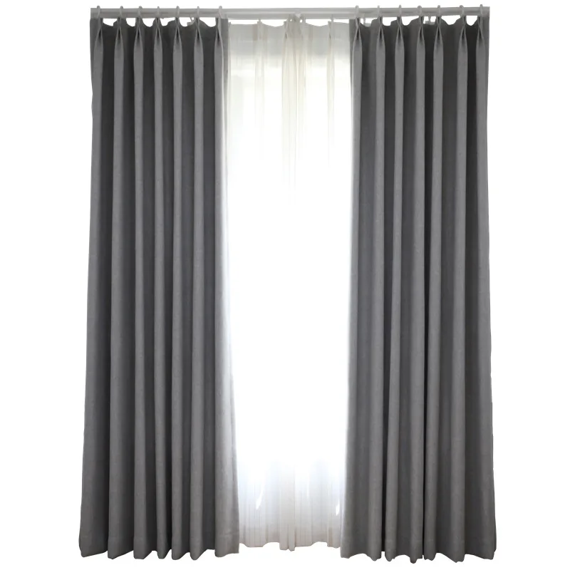 

Thickened Physical Duty Light-Blocking Window Shades Polyester jia hou rong Commission Blackout Curtain Fabric Finished Curtain