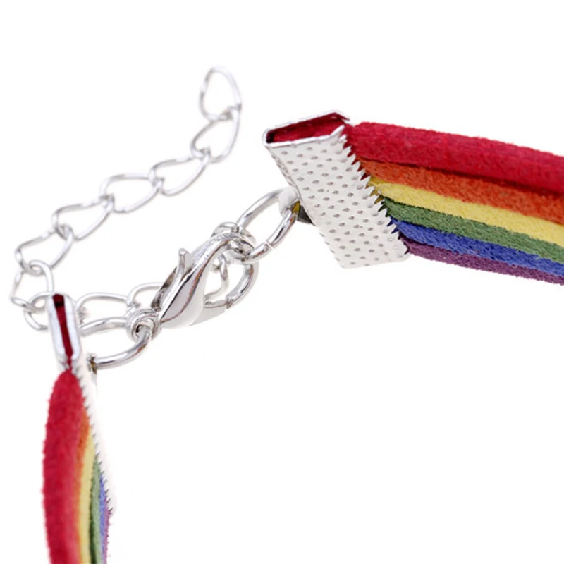 

2021 Hot Sale PRIDE Letter Hand Woven Rainbow Bracelet Fashion Colorful Rainbow Charm Braided Bracelet Rope Jewelry Gift