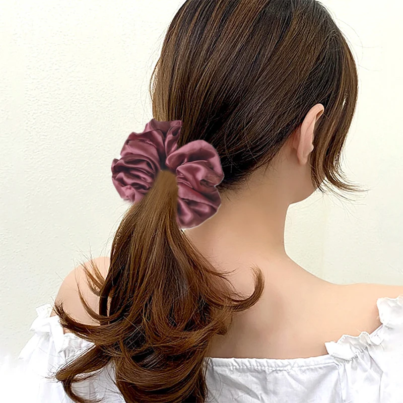 

11/17cm Women Satin Large Scrunchies Elastic Hair Ring Ponytail Holder Smooth Silky Hair Ties Rope Fahsion Hair Accessories