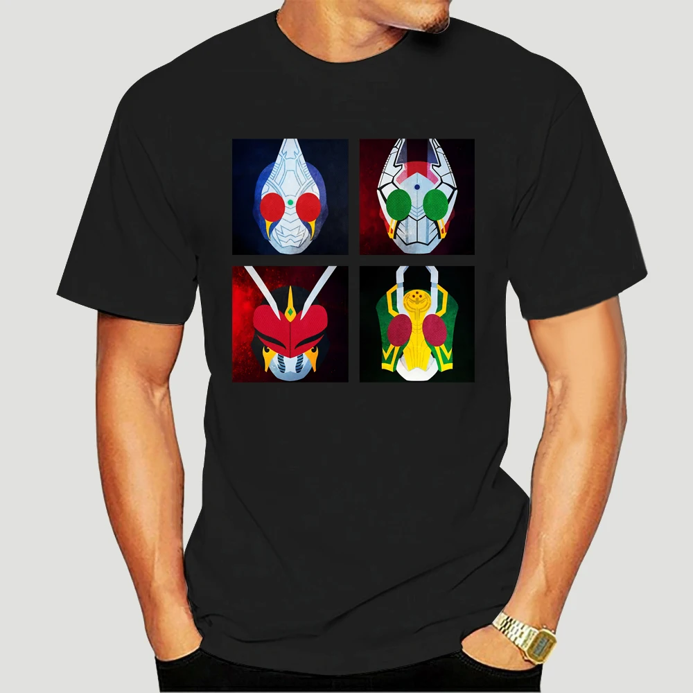 

Mens Anime Vintage Kamen Rider Tshirts Black(4) O-Neck