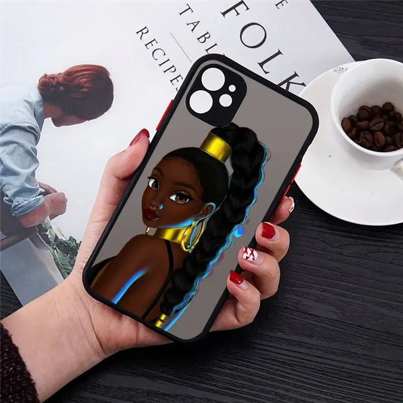 

Afro Girls Black Women Art Phone Case matte transparent For iphone 7 8 11 12 plus mini x xs xr pro max cover