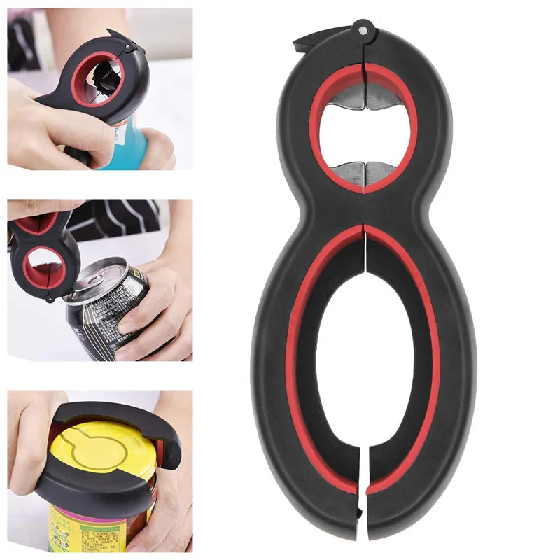 Прочный крепкий нержавеющая сталь 6 в 1 консервный нож открывалка для бутылок