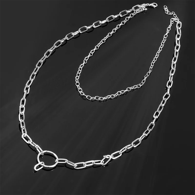 

new statement fashion silver color necklace stainless steel chain necklace for woman jewelry bohemian neck jewelry punk hip hop