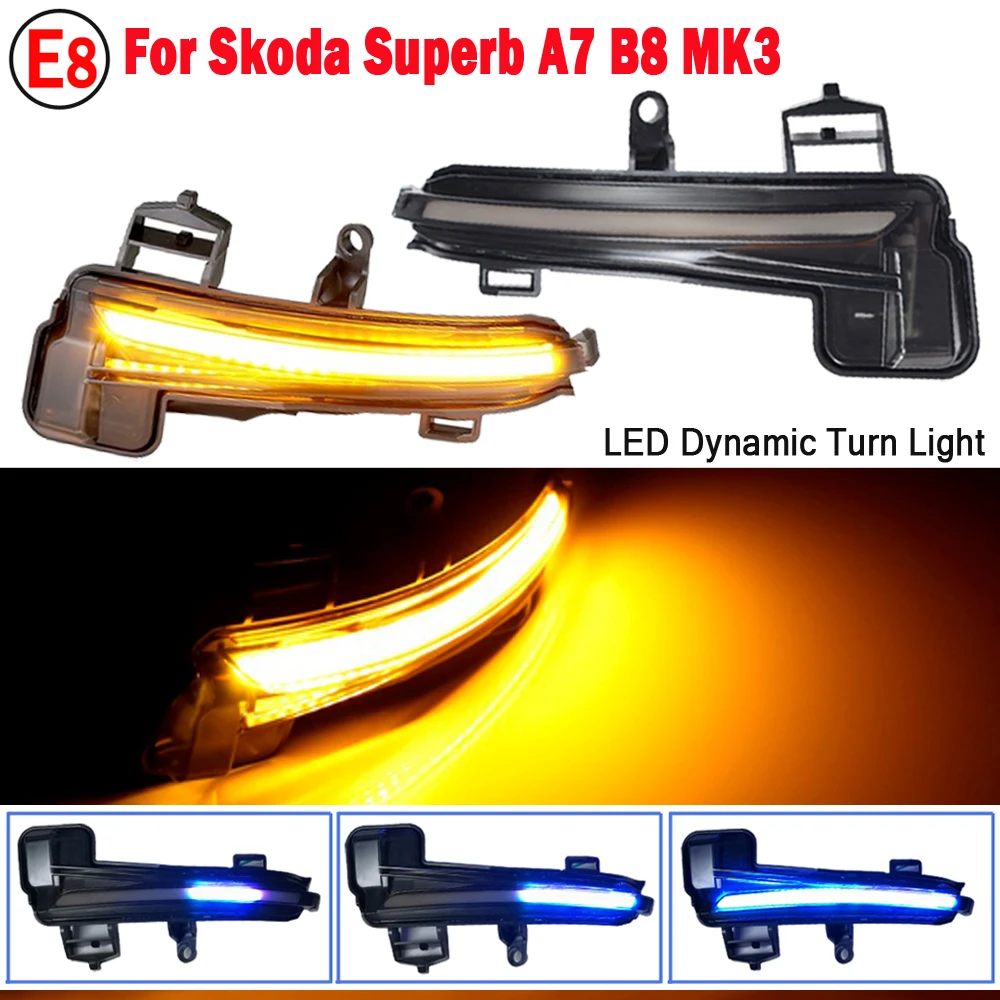 

2 pieces For Skoda Superb B8 MK3 III 3V A7 2016 2017 2018 2019 Dynamic Side Wing LED Turn Signal Blinker Mirror flasher Light