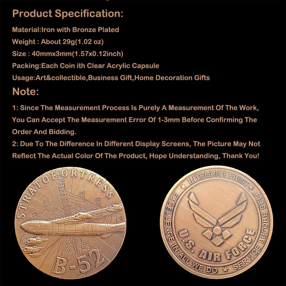

Stratofortress B52 Usa Air Force Challenge Military Coin Special Forces Souvenirs Coins Gift Medal Antique Collectible