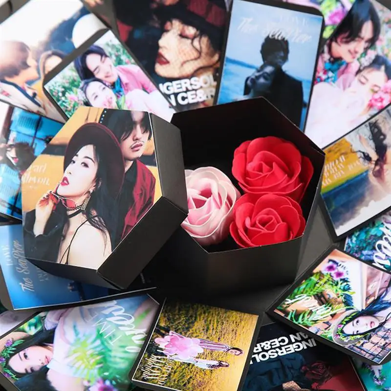 

Creative Explosion Gift Box Hexagon Surprise Box DIY Handmade Scrapbook Photo Album Wedding Gift Box For Valentine Christmas