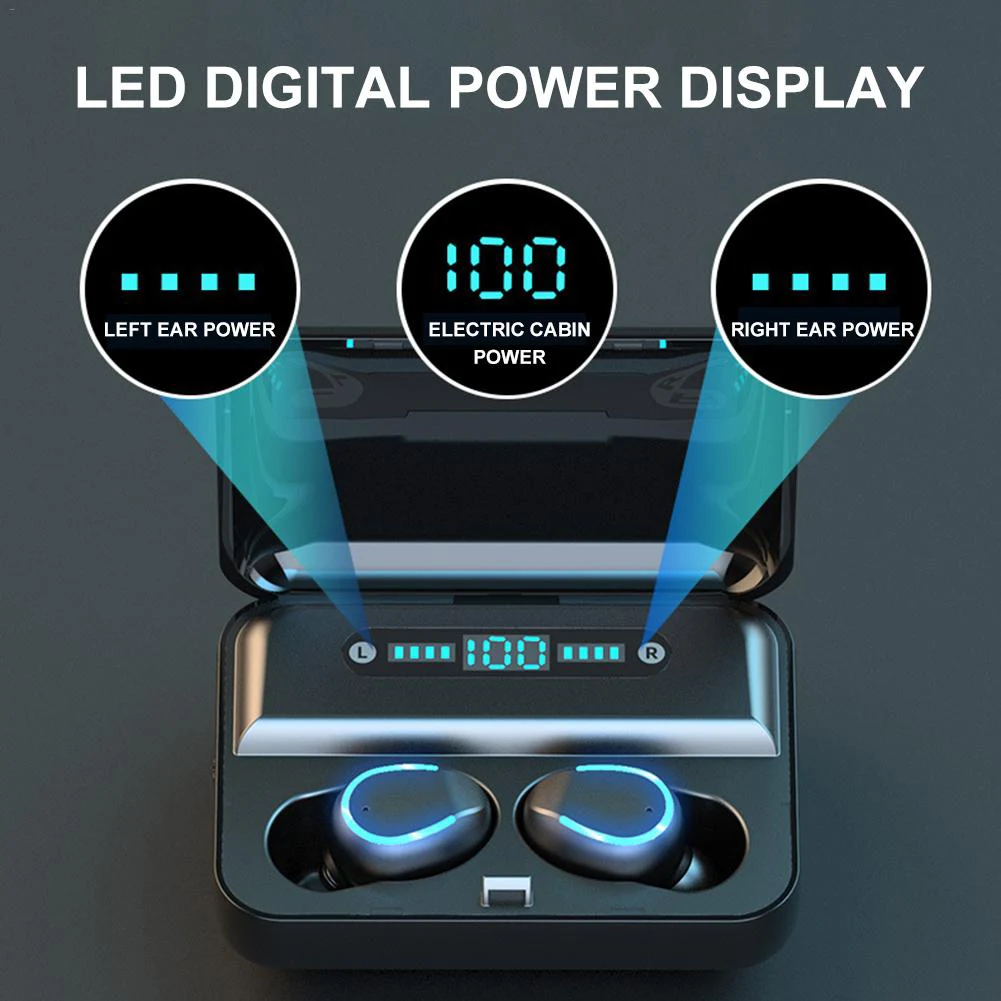 

TWS Bluetooth 5.0 Stereo Wireless Earbuds Automatic Pairing Power Display Earphone Mini Sports Earphone with Charging Case