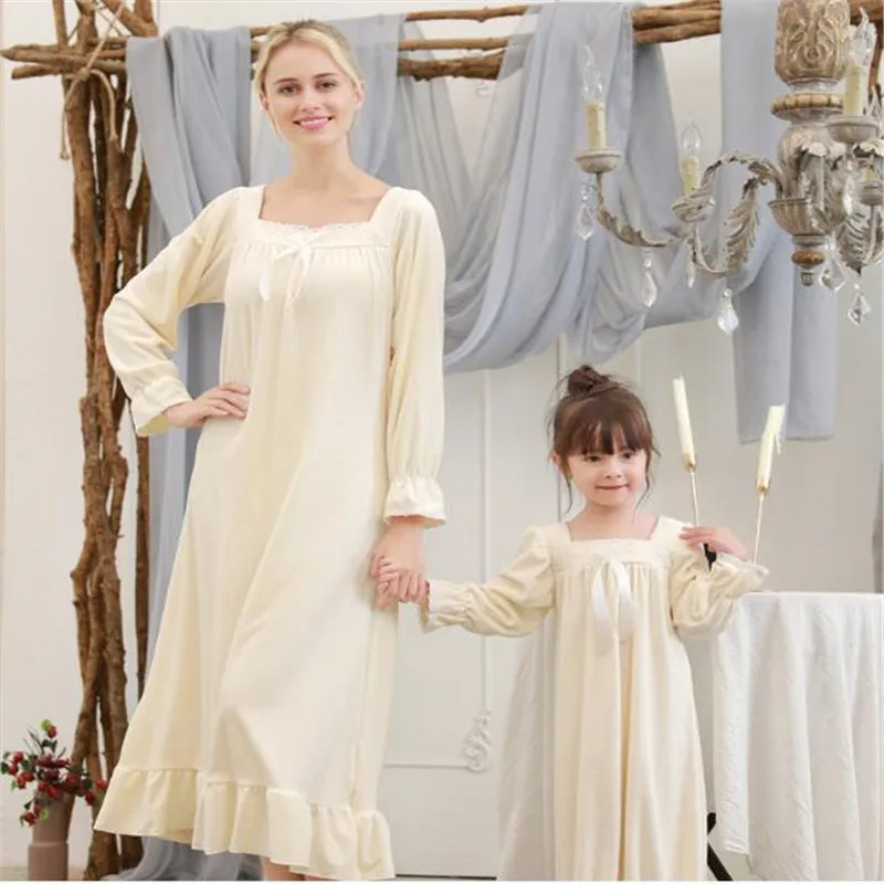 Одинаковая одежда для сна всей семьи Мама и я кружевные Хлопковые Платья мамы