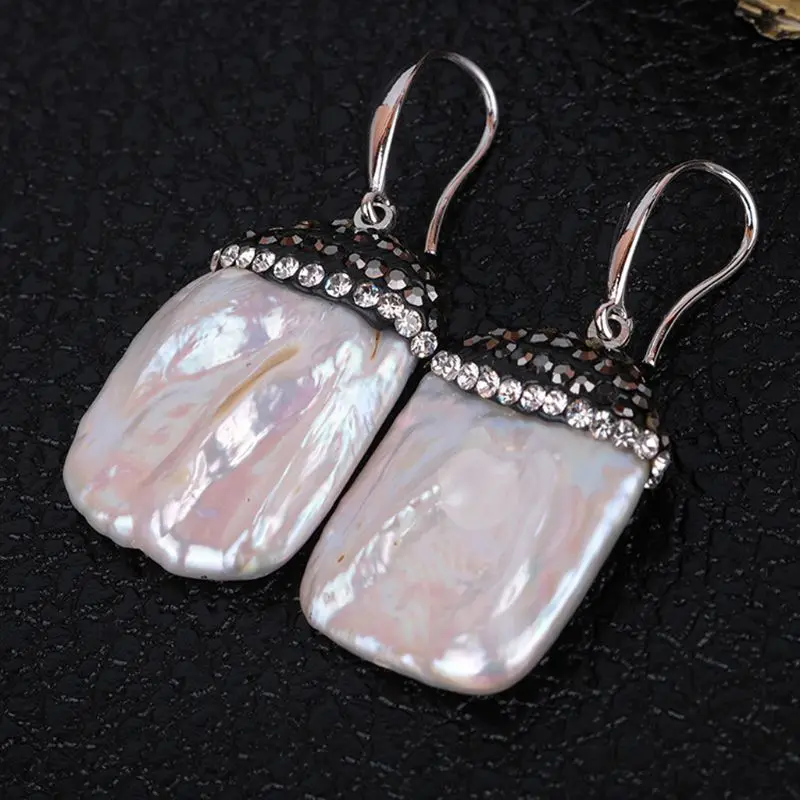 Посеребренный белый барокко Пресноводный Культивированный квадратный жемчуг