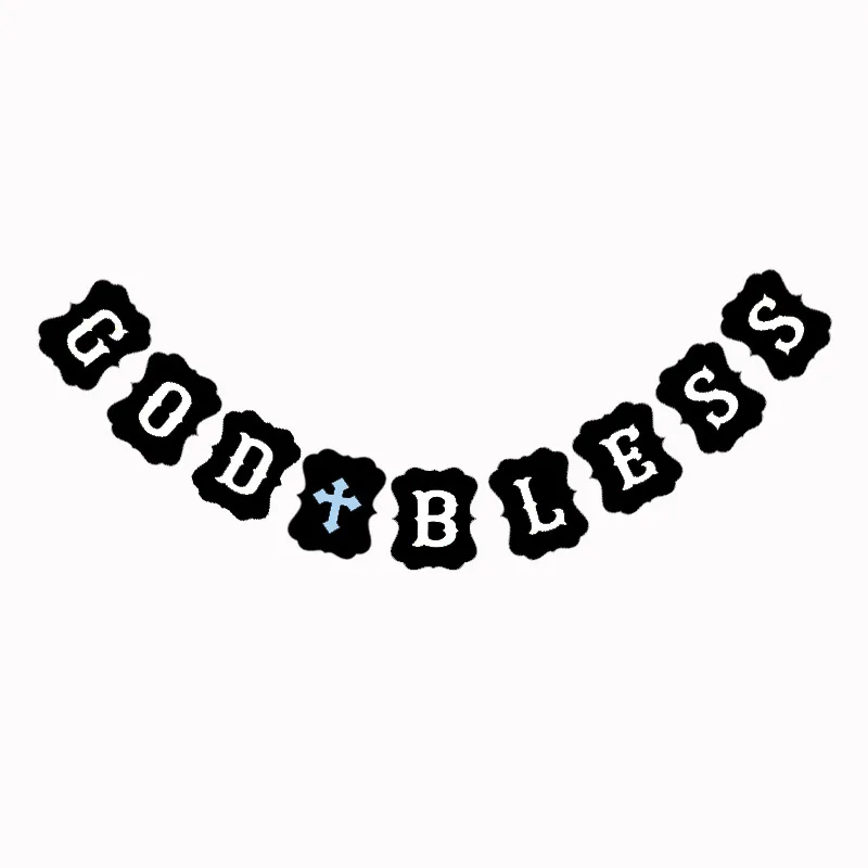 Пасхальный крест Бог благословит бумажный баннер гирлянда для крещения