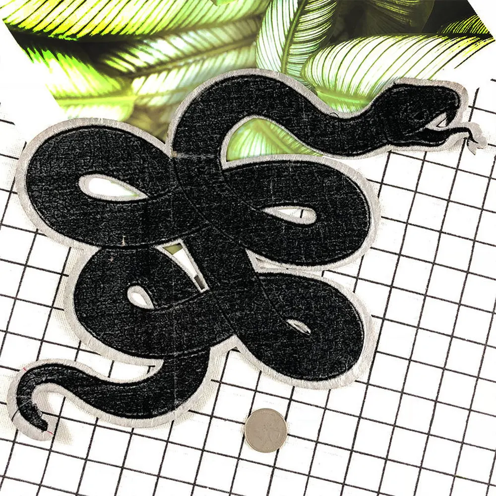 New Arrival Black Stickers for Clothes Patches Snake Embroidery Patch DIY Clothing Applique Dark | Дом и сад