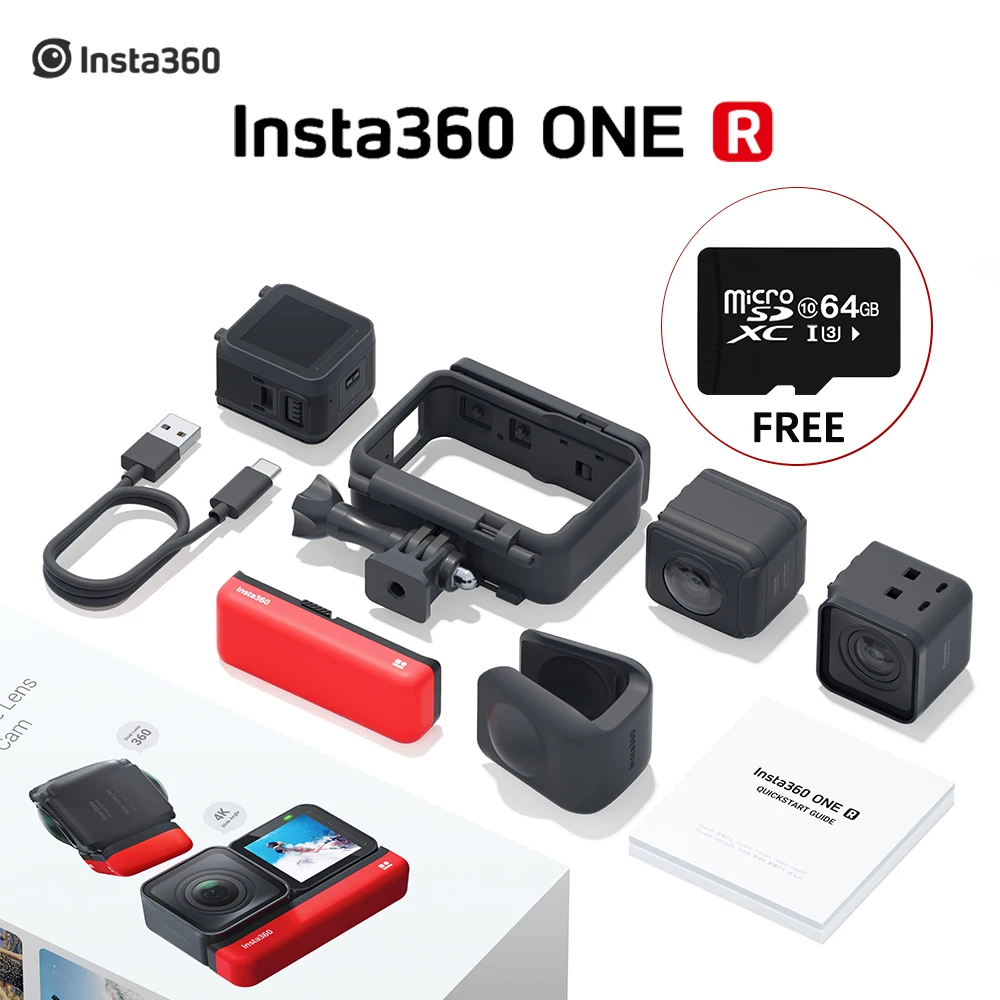 100% оригинальная Спортивная Экшн-камера insta360 ONE R Twin Edition супер захват 5 7 K 360 °