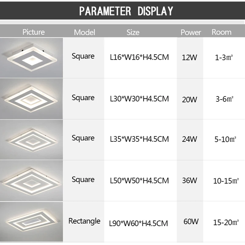 

White Square Modern Led Chandelier lustre For Living Room Bedroom Study Room Home Deco AC85-265V chandelier lighting