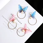 Серьги асимметричные с искусственным жемчугом, модные корейские ювелирные украшения в стиле ретро, с бабочкой, круглыми цветами, длинными массивными крыльями