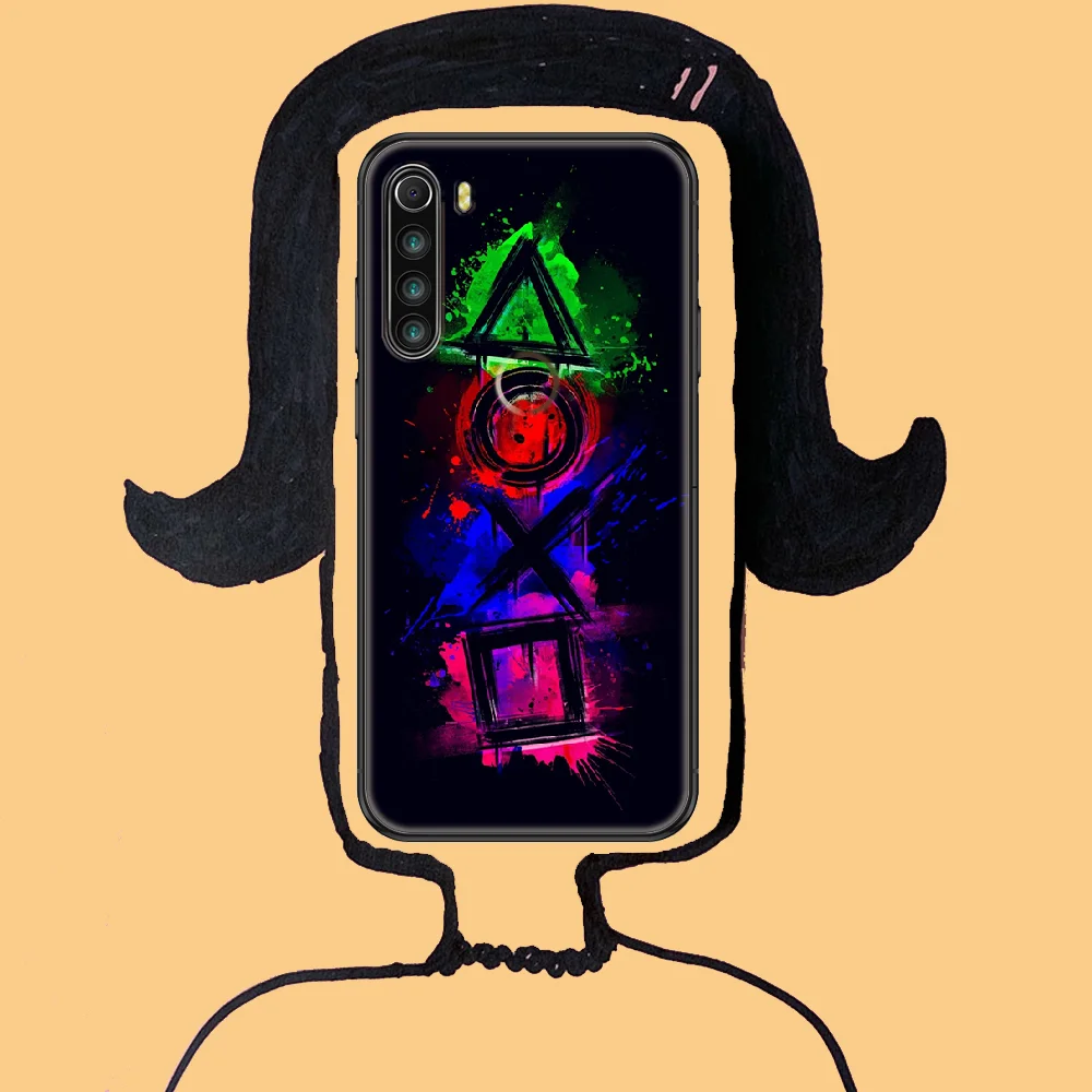 

PlayStation Buttons PS Phone case For Xiaomi Redmi Note 7 7A 8 8T 9 9A 9S 10 K30 Pro Ultra black silicone shell 3D cell cover