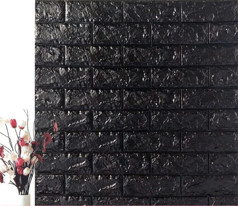 Black 70*77 см DIY самоклеющиеся 3D кирпичные настенные наклейки Декор для гостиной пенопластовое водонепроницаемое покрытие для стен для детей Rm tv Background-W001 - Цвет: Black