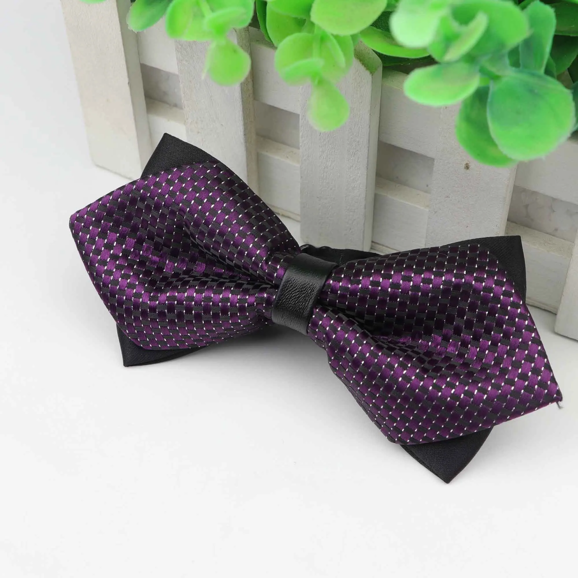 11 Men Leather Buckle Bowtie Plaid Butterfly Knot Mens Accessories Luxurious Bow Tie Black Cravat Formal Suit Wedding Ceremony Ties - Цвет: 11