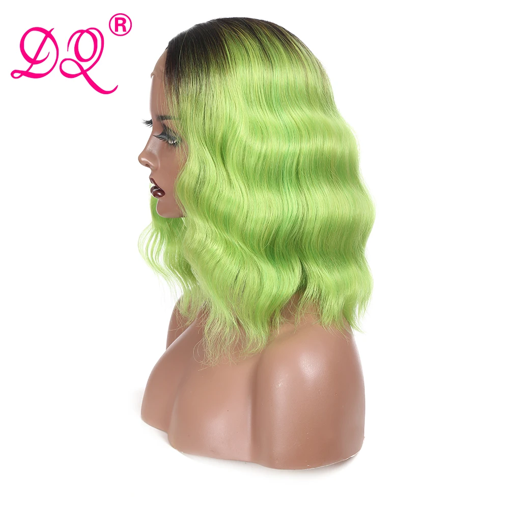 Женский синтетический парик DQ с натуральными волнами спереди блонд зеленый