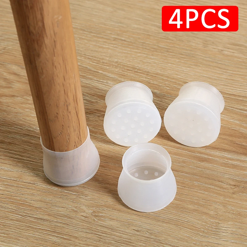 

4pcs Stool Leg Protective Case Silicone Solid Wood Wear Pad Mute Wear-resistant Chair Foot Cover Pad Furniture Accessories